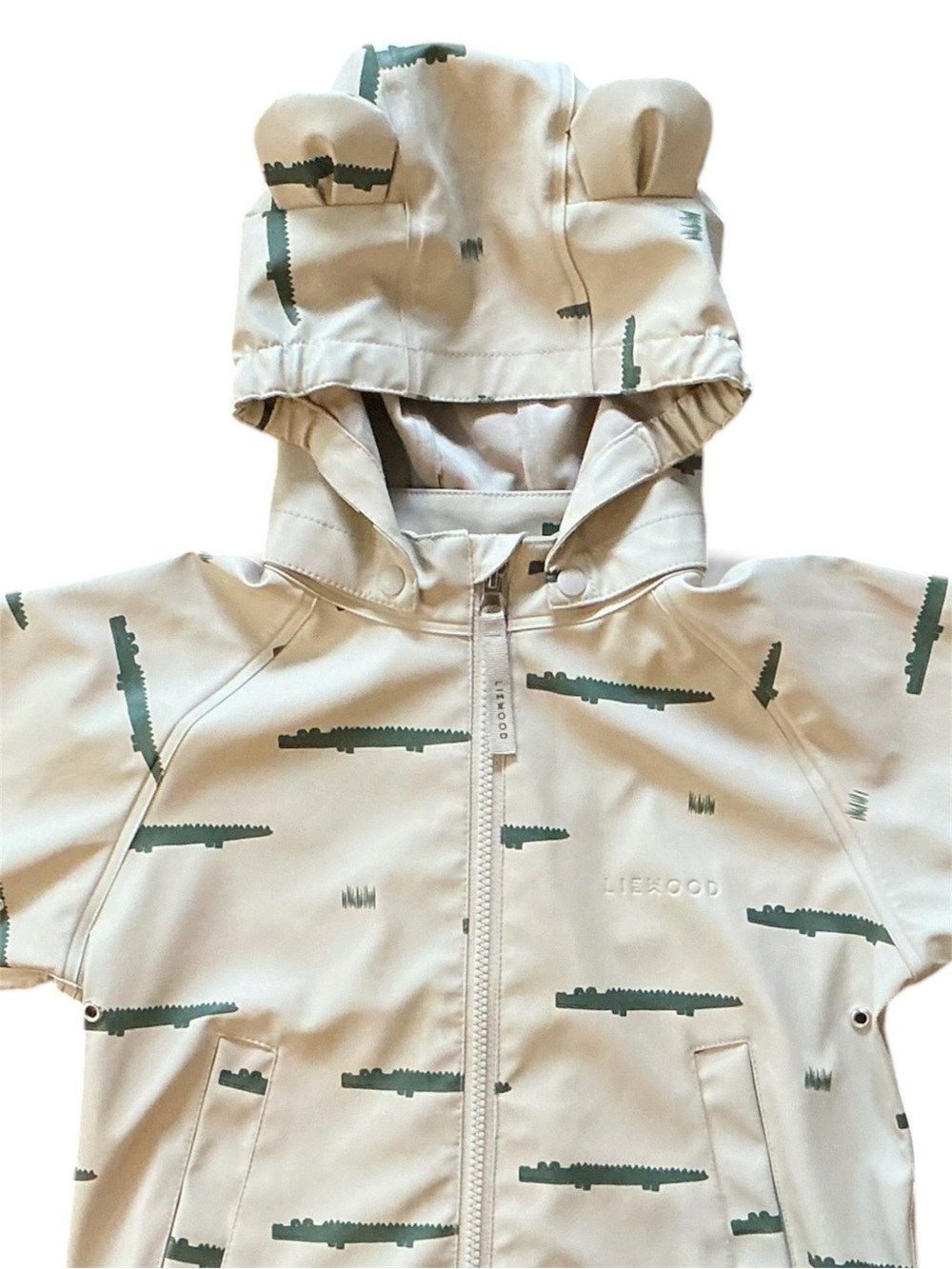 Kids Liewood Hooded Rain Jacket in with Crocodile Print